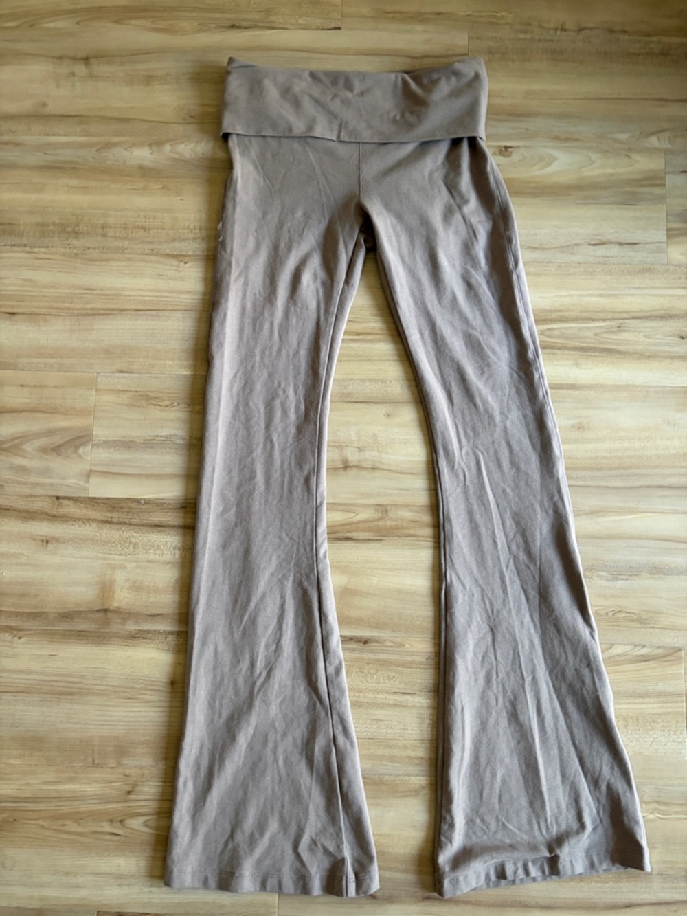 PINK light brown/tan foldover flared leggings